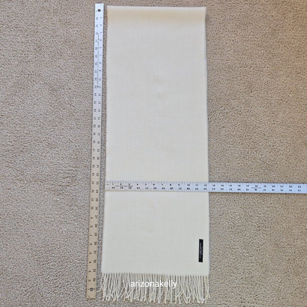 NWOT 100% Baby Alpaca Ivory Scarf Fringe - Picture 4 of 9